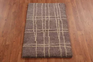 Brown Wool Moroccan Indian Rug 2x3