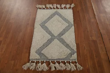 Plush Wool Moroccan Oriental Accent Rug 2x3