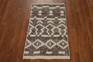 Striped Wool Moroccan Oriental Accent Rug 2x3