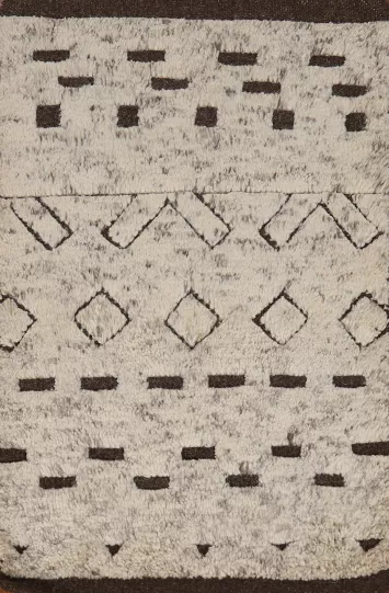 Ivory Wool Moroccan Oriental Accent Rug 2x3