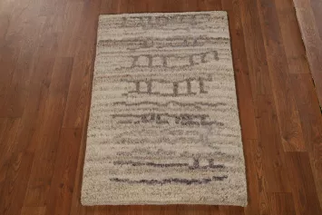 Earth Tone Wool Moroccan Oriental Accent Rug 2x3