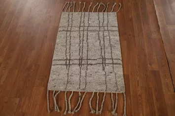 Abstract Wool Moroccan Oriental Accent Rug 2x3