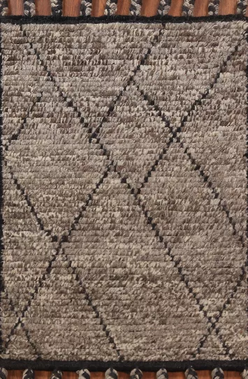 Striped Brown Wool Moroccan Oriental Accent Rug 2x3