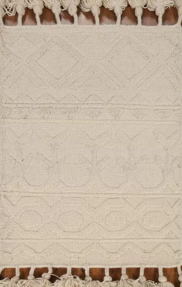 Geometric Ivory Moroccan Oriental Accent Rug 2x3