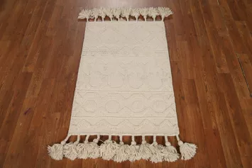 Geometric Ivory Moroccan Oriental Accent Rug 2x3