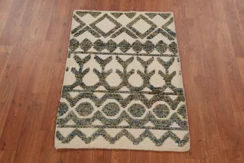 Geometric Wool Moroccan Oriental Accent Rug 2x3