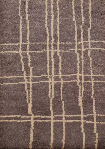 Dark Brown Wool Moroccan Indian Accent Rug 2x3