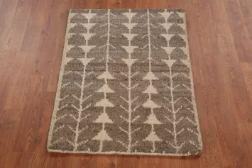 Brown Wool Moroccan Oriental Accent Rug 2x3