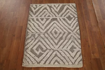 Geometric Wool Moroccan Foyer Indian Rug 2x3