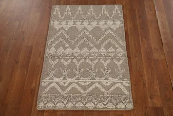 Earth Tone Wool Moroccan Oriental Accent Rug 2x3