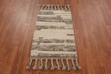 Modern Wool Striped Moroccan Accent Rug 2x3