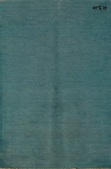 Teal Blue Wool Gabbeh Oriental Foyer Rug 3x4