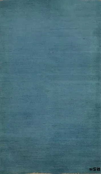 Sleek Solid Blue Gabbeh Accent Rug 3x5