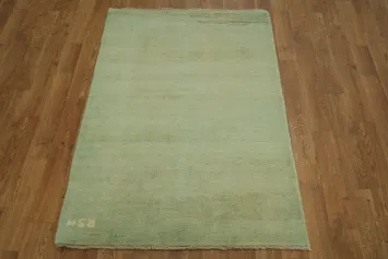 Gold & Green Modern Wool Gabbeh Oriental Foyer Rug 3x4