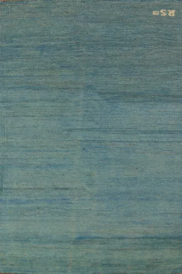 Blue Striped Wool Gabbeh Modern Foyer Rug 3x4