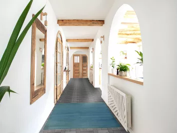 Blue Striped Modern Gabbeh Oriental Rug 4x5