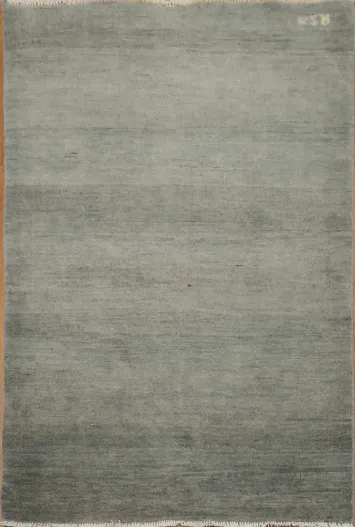 Solid Gray Gabbeh Modern Wool Foyer Rug 3x5