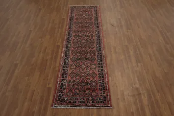 Elegant Hamedan Persian Runner Rug 3x10 Rich Ornamental Design