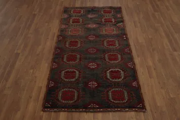 Vintage Charm Distressed Balouch Persian Rug 4x7 with Rich Patterns