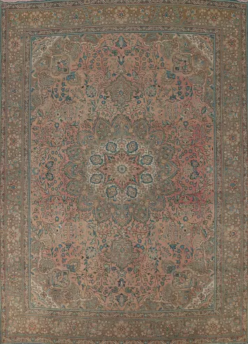 Pink Floral Tabriz Persian Area Rug 10x13