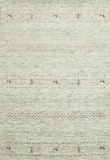 Tribal Wool Ivory Gabbeh Oriental Rug 4x6