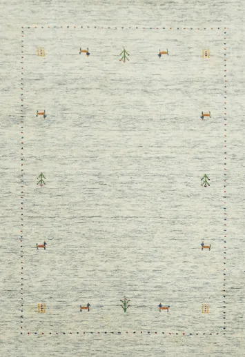 Modern Chic Gabbeh Rug in Neutral Tones with Artistic Abstract Patterns 4x6 ft