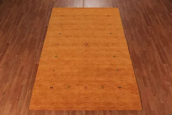Orange Wool Gabbeh Modern Area Rug 5x8