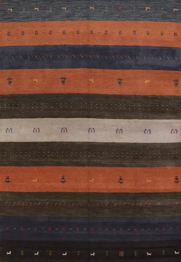 Striped Wool Gabbeh Oriental Area Rug 7x10