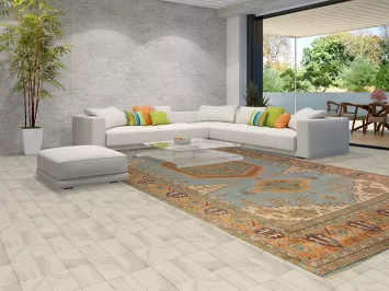 Light Blue Geometric Khotan Oriental Large Rug 12x18