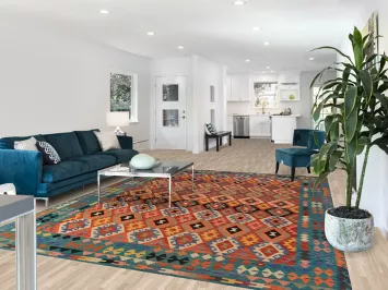 Geometric Kilim Reversible Wool Area Rug 8x11