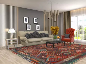 Flat Weave Wool Kilim Oriental Area Rug 9x12