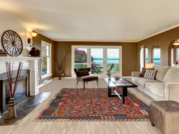 Geometric Kilim Reversible Wool Area Rug 8x11