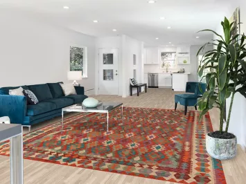 All-Over Geometric Kilim Wool Area Rug 9x11