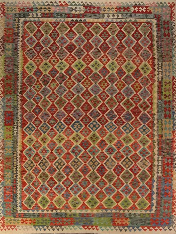 All-Over Trellis Kilim Oriental Area Rug 10x13