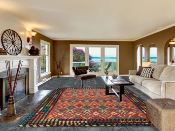 Flat Weave Geometric Kilim Wool Area Rug 8x11