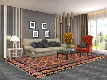 Geometric Kilim Reversible Wool Area Rug 8x11