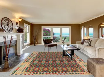 Geometric Kilim Reversible Wool Area Rug 8x11