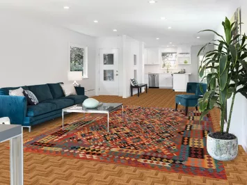 Flat Weave Wool Orange Kilim Oriental Area Rug 8x12