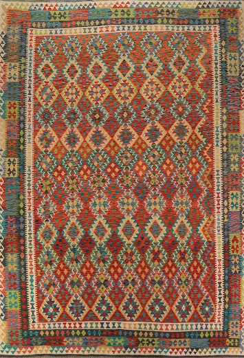 Hand Woven Wool Kilim Oriental Area Rug 10x13