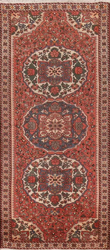 Vintage Wool Floral Bakhtiari Persian Runner Rug 4x10