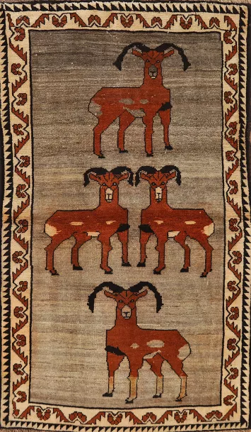 Animals Pictorial Wool Gabbeh Persian Rug 4x6