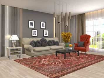 Tribal Red Wool Bakhtiari Persian Area Rug 7x10