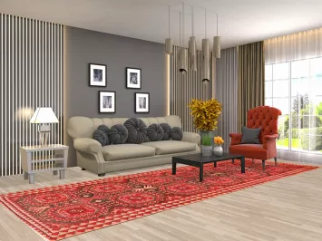 All-Over Geometric Meshkin Persian Area Rug 5x13