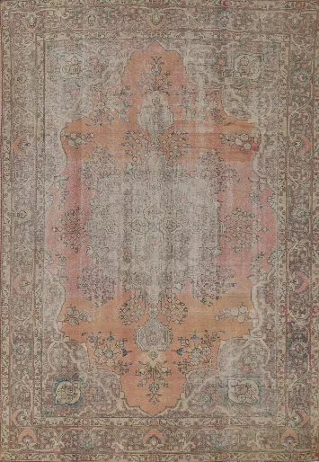 Orange Wool Tabriz Persian Area Rug 8x11