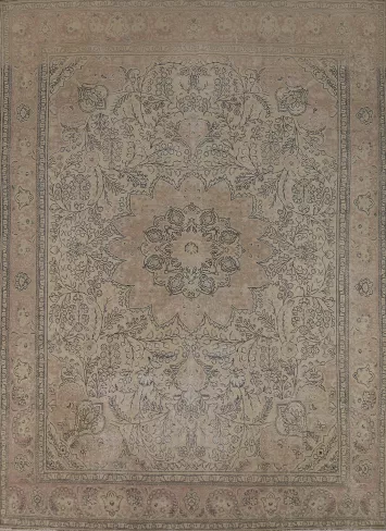 Floral Medallion Wool Tabriz Persian Area Rug 10x13