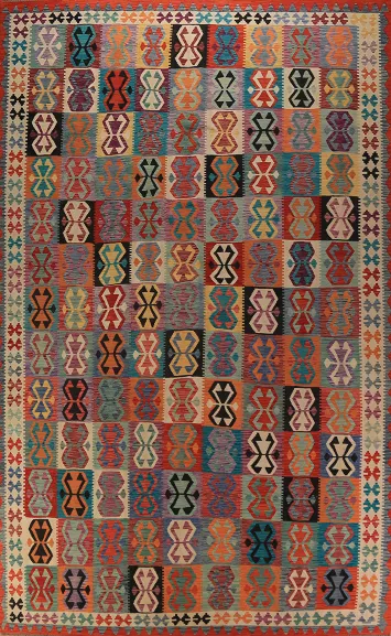 Flat Weave Wool Kilim Oriental Large Rug 10x16