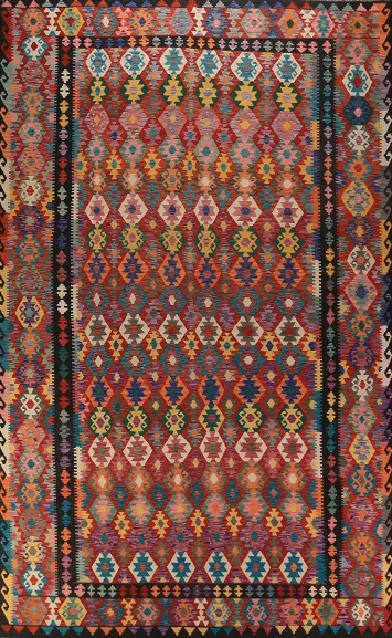 Flat Weave Wool Kilim Oriental Large Rug 10x16