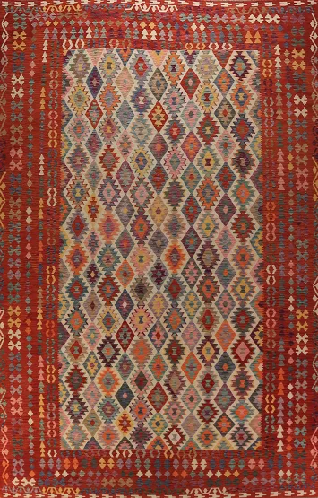 All-Over Geometric Kilim Oriental Large Rug 10x16