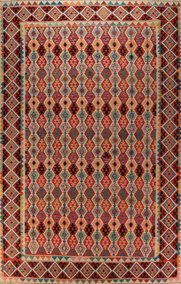 Flat Weave Wool Kilim Oriental Large Rug 10x16