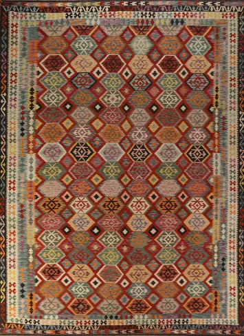 Geometric Kilim Oriental Area Rug 10x13